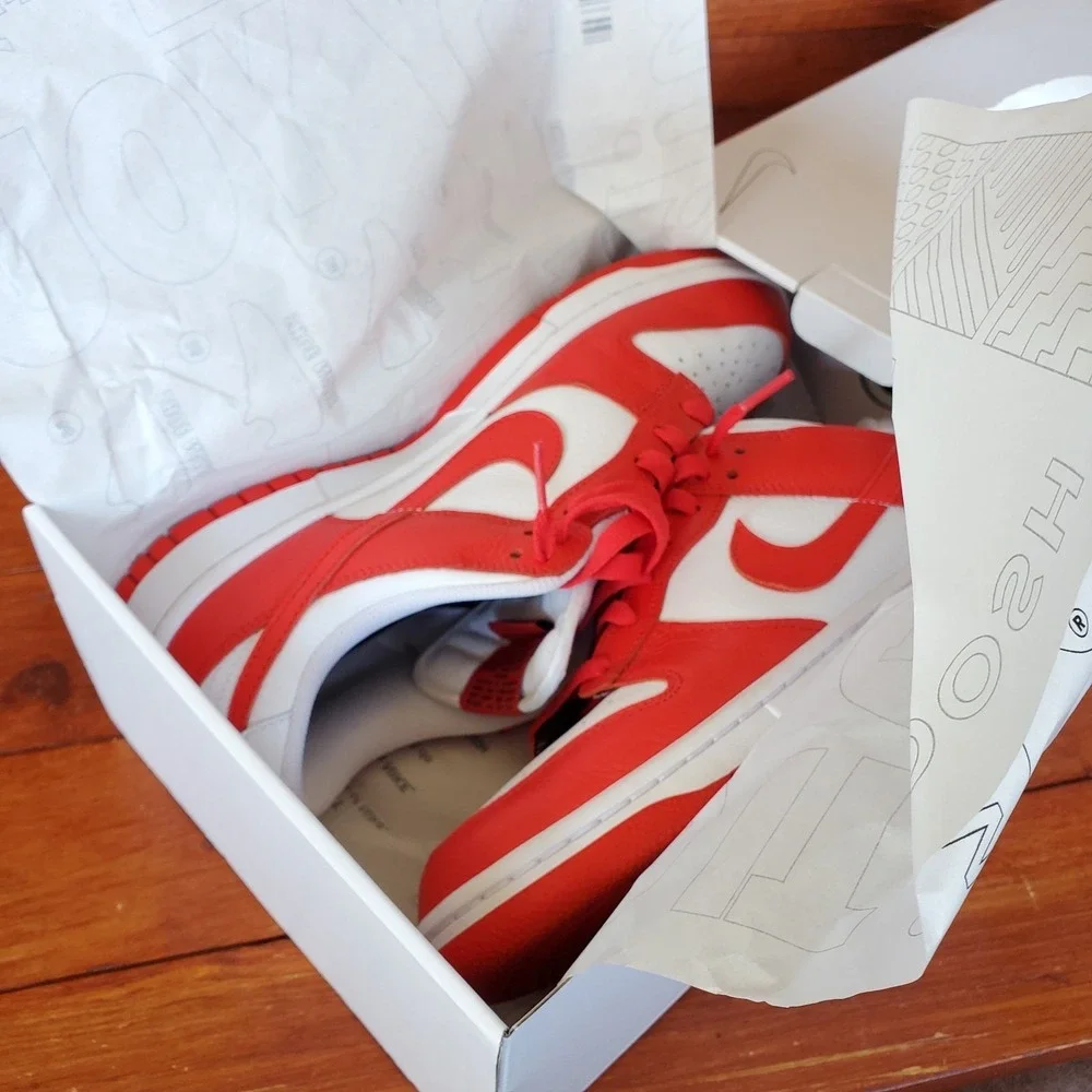 Nike Dunk Low Shoes Men 9.5 Red White‎ FJ2253-901 Nike By You Custom Mint